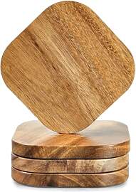 Untersetzer Holz für Gläser 4er Set, 10x10cm