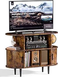 UODERS Geriffelter TV Schrank Holz, Mid Century
