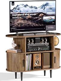UODERS Geriffelter TV Schrank Holz, Mid Century