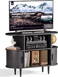 UODERS Geriffelter TV Schrank Holz, Mid Century