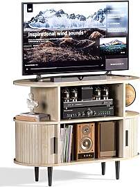 UODERS Geriffelter TV Schrank Holz, Mid Century