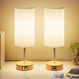 UPXNBOR Nachttischlampe 2er Set, Tischlampe mit