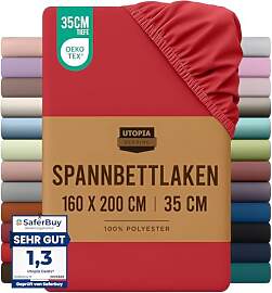 Utopia Bedding - Spannbettlaken 160x200cm - Rot -