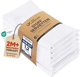 Utopia Kitchen Stoffservietten [12er Pack, Weiß]