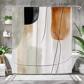 UUDIHO Schwarzer, Beiger waschbarer Duschvorhang,