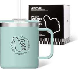 UZSPACE Thermobecher 500 ml mit Strohhalm &