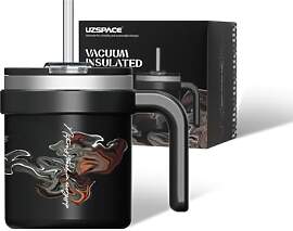 UZSPACE Thermobecher 500 ml mit Strohhalm &