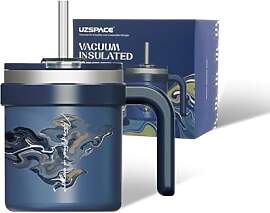 UZSPACE Thermobecher 500 ml mit Strohhalm &