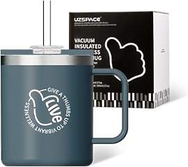 UZSPACE Thermobecher 500 ml mit Strohhalm &