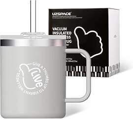 UZSPACE Thermobecher 500 ml mit Strohhalm &