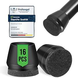 VABNEER Stuhlbeinkappen Rund Schwarz 16–18 mm,
