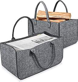 VA-Cerulean Kaminholzkorb Filz 2 Stück Filztasche 