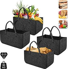 VA-Cerulean Kaminholzkorb Filz 4 Stück Filztasche 