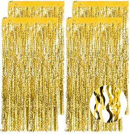Vaktop 4 Stück Lametta Vorhang Gold, S Form