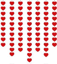 Valentinstag Deko Herz Girlande Rot, 72er Set 2.5m 