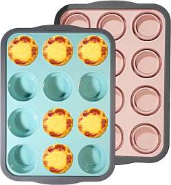 Valyrane 2 Stück Muffin Backblech – Silikon
