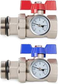 VANCOCO Kugelhahn Set mit Thermometer 1 Zoll