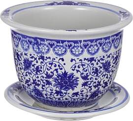 VANZACK Blau-weißer Blumentopf aus Keramik,