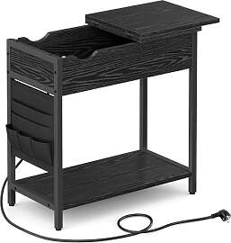 VASAGLE Beistelltisch, Nachttisch mit Steckdose,