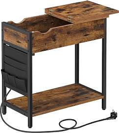 VASAGLE Beistelltisch, Nachttisch mit Steckdose,