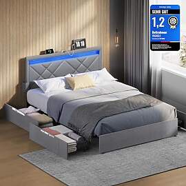 VASAGLE Bett 140 x 200 cm, Polsterbett,