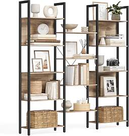 VASAGLE Bücherregal, Standregal mit 14 Ablagen,
