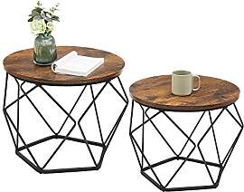 VASAGLE Couchtisch rund, 2er Set, Wohnzimmertisch, 