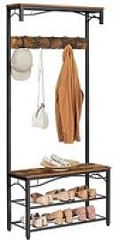 VASAGLE Garderobenbank mit Haken und Schuhrost