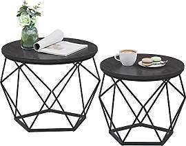 VASAGLE Runder Couchtisch, 2er Set, Beistelltisch, 