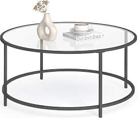 VASAGLE Runder Couchtisch, Wohnzimmertisch mit