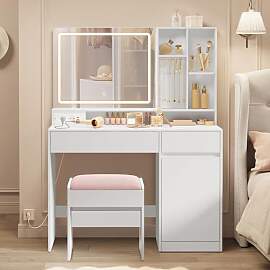 VASAGLE Schminktisch mit Schminkhocker, 90 cm