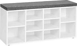 VASAGLE Schuhbank LHS010W01 weiß, grau Holz 104,0 