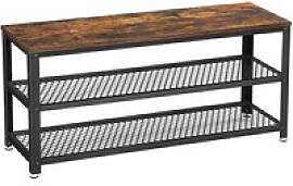 VASAGLE Sitzbank LBS078B01 braun, schwarz Holz