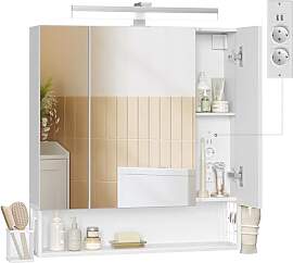 VASAGLE Spiegelschrank Bad mit Beleuchtung, 16,5 x 