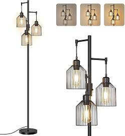 VASAGLE Stehleuchte, Standleuchte, Stehlampe mit 3 