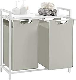 VASAGLE Wäschekorb 2 Fächer, Wäschesammler mit