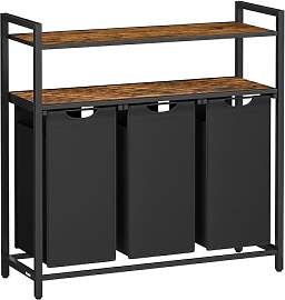 VASAGLE Wäschekorb 3 Fächer, Wäschesammler mit