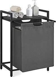 VASAGLE Wäschekorb, Wäschesammler mit Ablage,