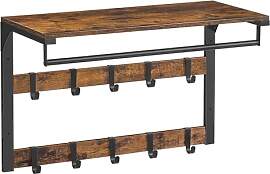 VASAGLE Wandgarderobe, mit Ablage, Wandregal mit