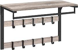 VASAGLE Wandgarderobe, mit Ablage, Wandregal mit