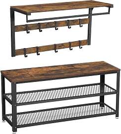 VASAGLE Wandgarderobe, Schuhbank, Wandregal mit