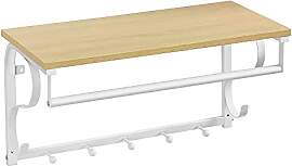 VASAGLE Wandgarderobe, Wandregal mit 5 Haken und