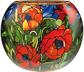 Vase Oriental Poppy Mohnblumen H 35cm Glas