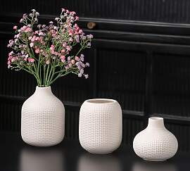 VASETOPIA Weiß Keramik Vase 3 Stück, Nordischer