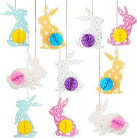 Vaskula 10 Stück Osterhasen Deko aus Wabenpapier