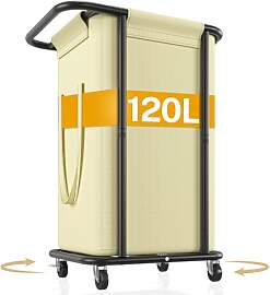 VASZOLA 120L großer Wäschekorb mit Rollen,
