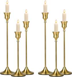 Vautvis Kerzenständer Gold, 6 Stück Kerzenhalter 