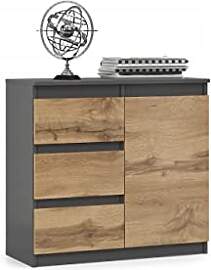 VBChome Kommode Graphit mit Holzoptik – 80x35x75 
