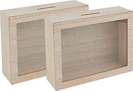 VBS 2er-Pack Spardose mit Sichtfenster 20x15x6cm