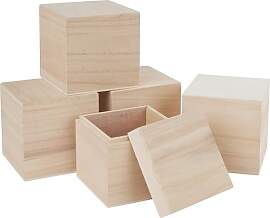 VBS 5er-Pack Holzbox WÜRFEL 8x8cm Holzkiste